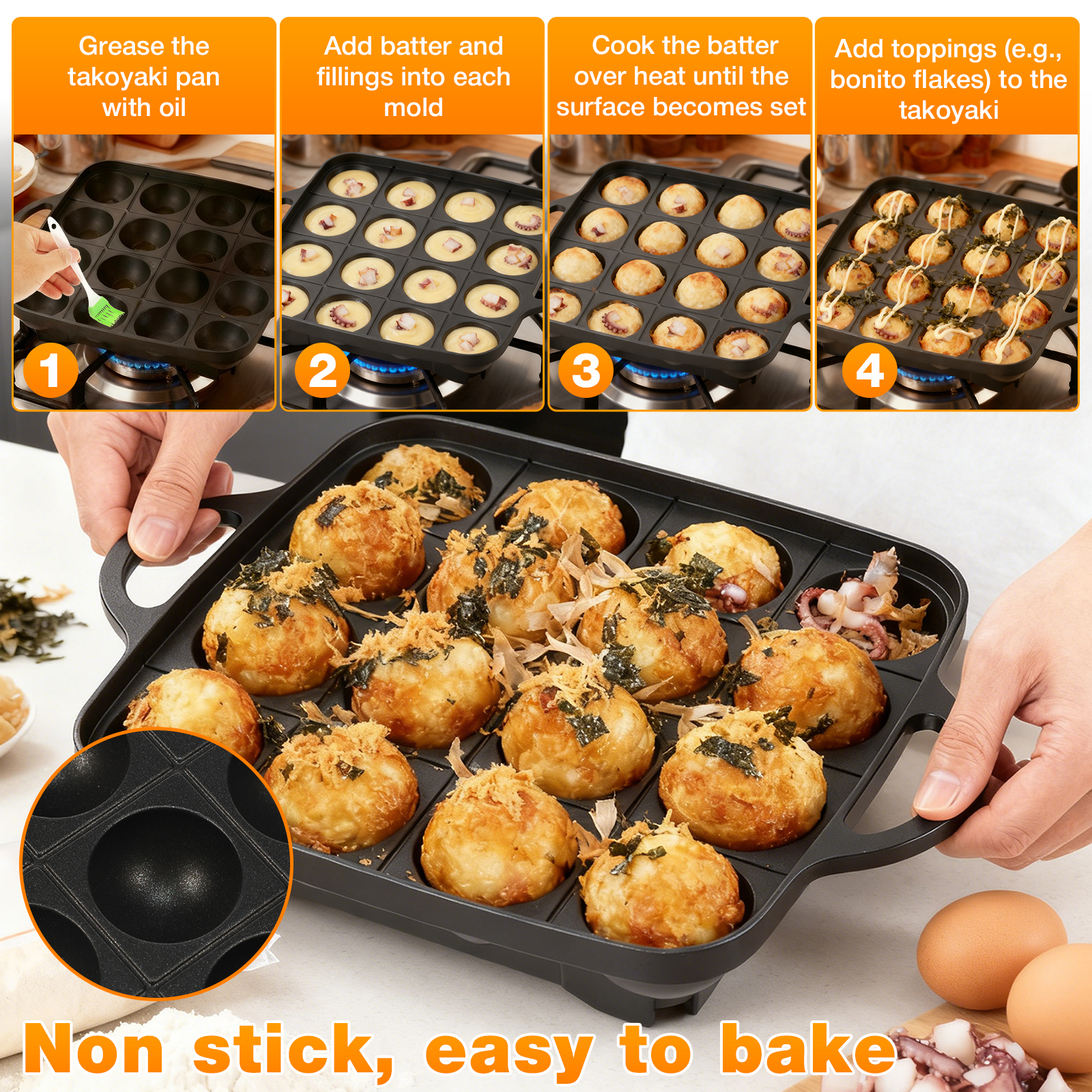 Takoyaki Pan 16 Hole Octopus B - огляд і ціна Takoyaki Grill Plate