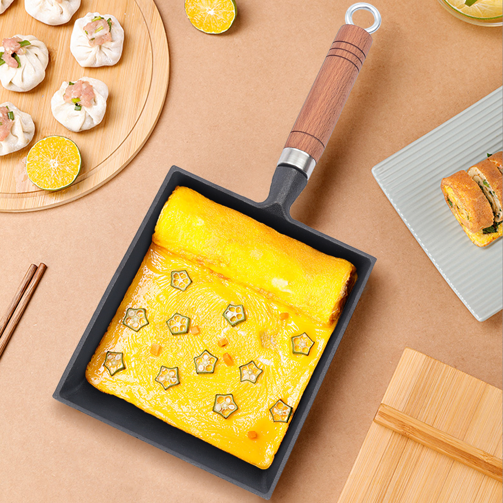 1PCS Egg Fry Pan Square Cast I - огляд і ціна Cast Iron Corn