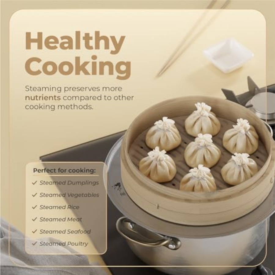 Bamboo Steamer Basket - 2-Tier - огляд і ціна Bao Steamer Bamboo