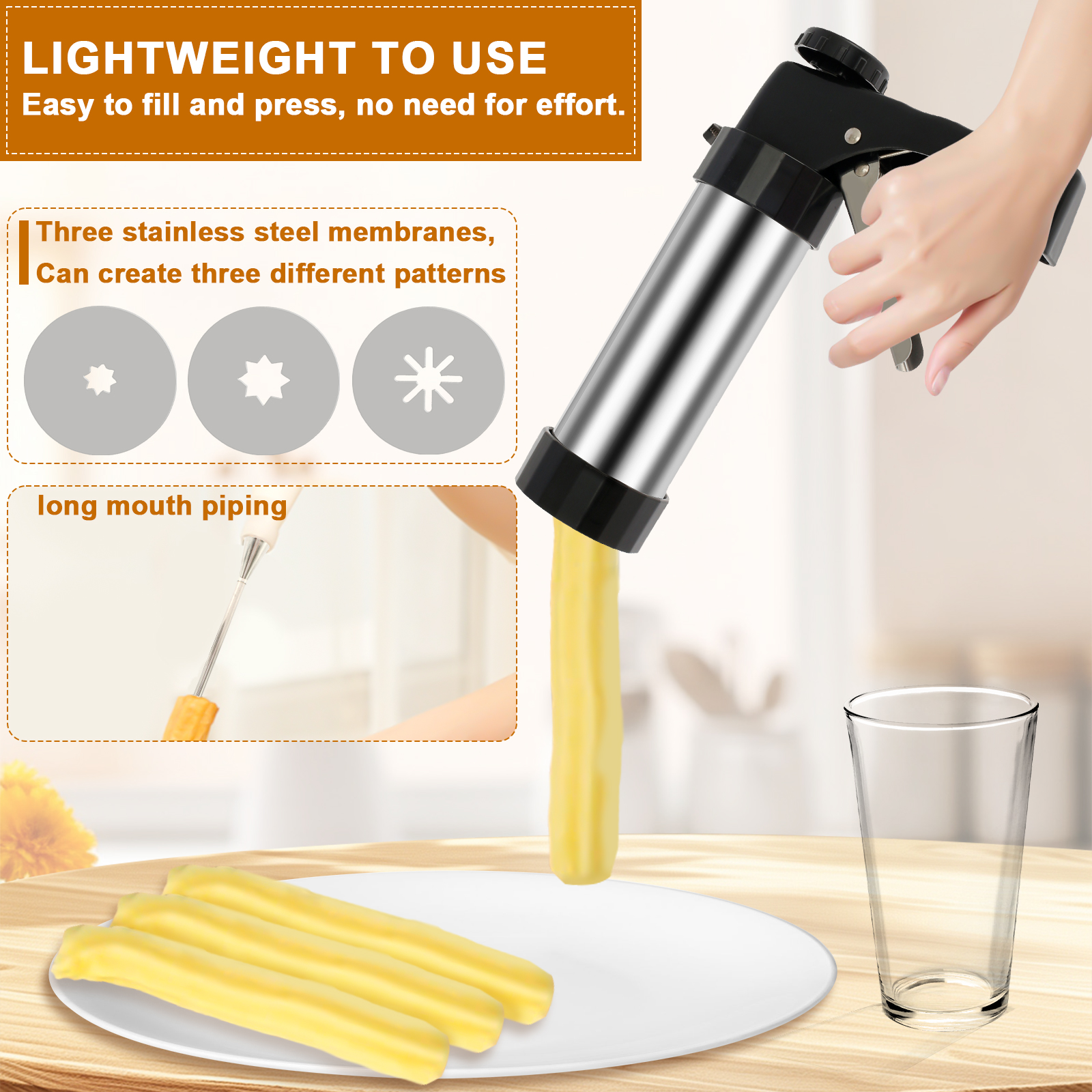 Cookie Press Gun Kit Stainless - огляд і ціна Churros Maker Gun